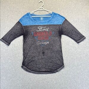 Ford Gray and Blue Long Sleeve Tees